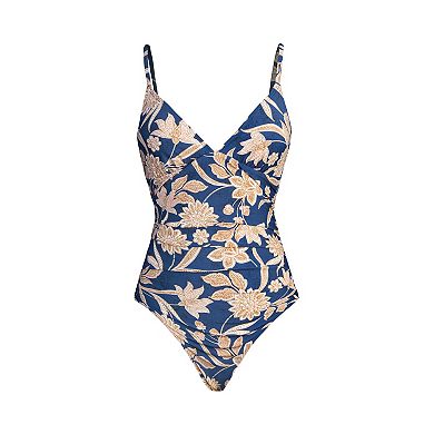 Women's Cupshe Paisley V-Neck Tummy Control One Piece Swimsuit