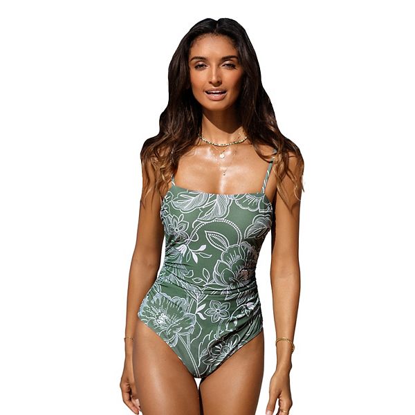 Women's CUPSHE Floral Shirred Cutout One Piece Swimsuit
