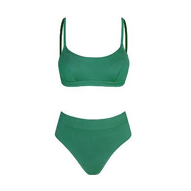 Women's Cupshe Banded Bralette & High Waist Bikini Set