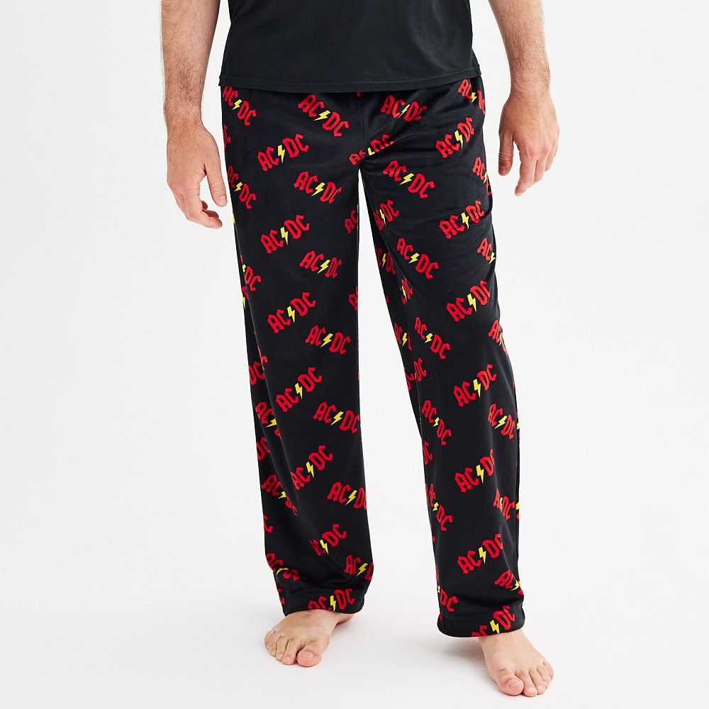 Men's AC/DC Open Leg Minky Fleece Pajama Pants