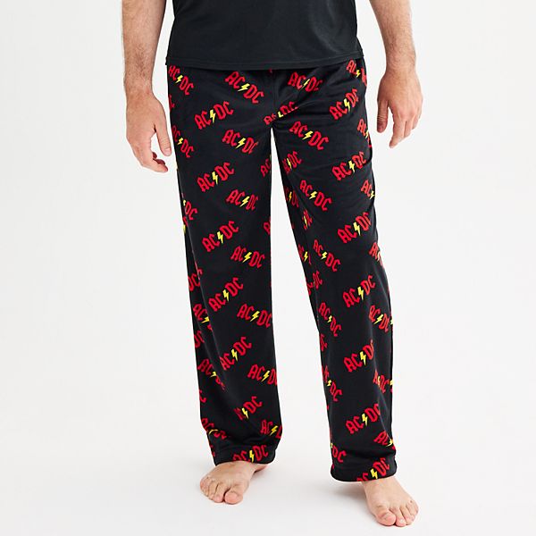 Men's AC/DC Open Leg Minky Fleece Pajama Pants