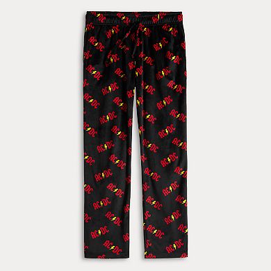 Men's AC/DC Open Leg Minky Fleece Pajama Pants