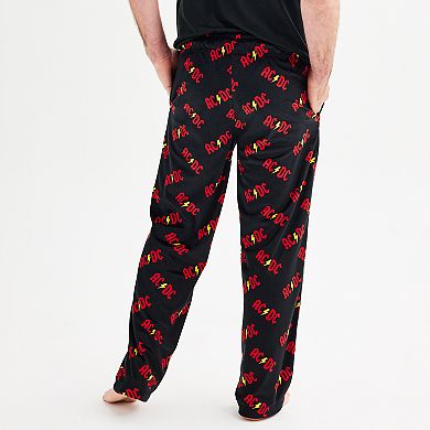 Men's AC/DC Open Leg Minky Fleece Pajama Pants