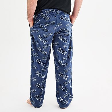 Men's AC/DC Open Leg Blue Minky Fleece Pajama Pants