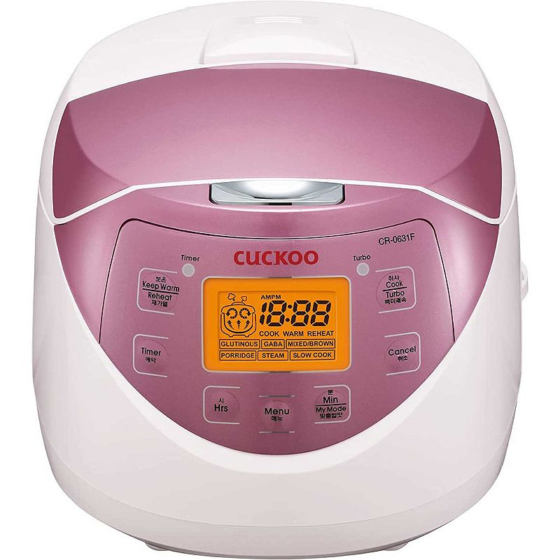 CUCKOO 6-Cup Micom Rice Cooker and Warmer Pink/White: 8 Settings, Automatic Keep Warm, Dishwasher-Safe Parts, Timer