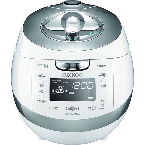 CUCKOO 6-Cup Induction Heating Pressure Rice Cooker and Warmer White: 16 Settings, Automatic Keep Warm, Dishwasher-Safe Parts