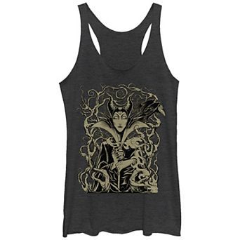 Disney's Villains Maleficent Curse Portrait Juniors' Tri-Blend Racerback Graphic Tank Top Top