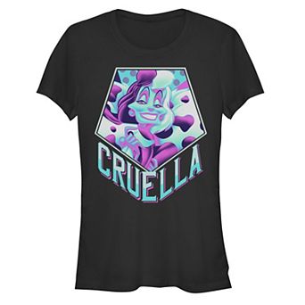 Disney's Villains Cruella De Vil Neon Portrait Juniors' Graphic Tee