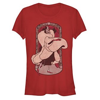 Disney's Villains Cruella Modeling Fur Coat Juniors' Graphic Tee