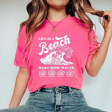 Make Some Waves Flowers Garment Dyed Tees