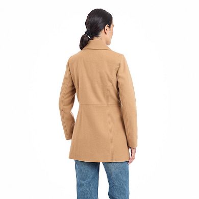 Women's London Fog Zip Front Wool Coat