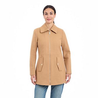 Women's London Fog Zip Front Wool Coat