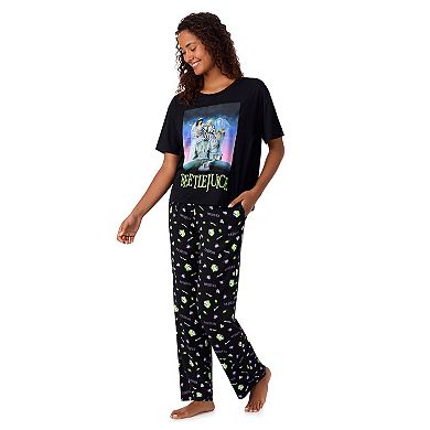 Women's Beetlejuice Boxy Sleep Tee and Pants Set