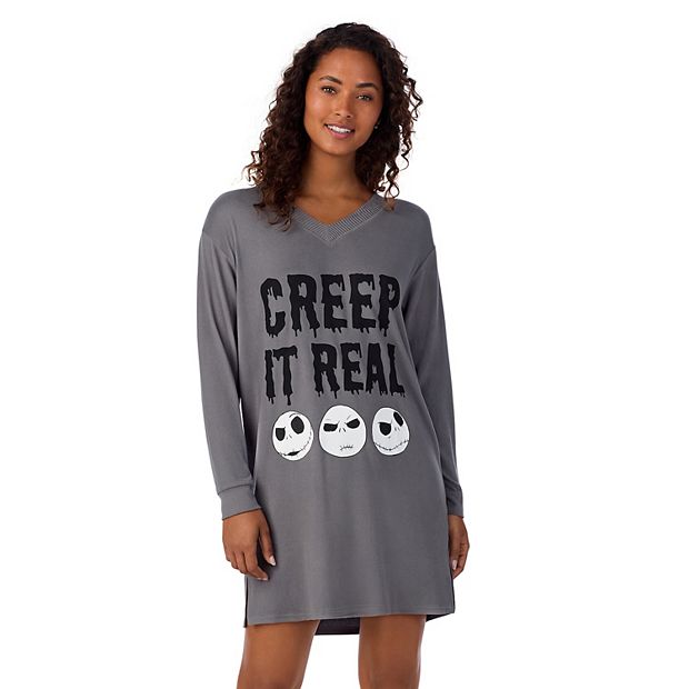 Juniors Disney s The Nightmare Before Christmas Jack Skellington Long Sleeve V Neck Sleep Shirt