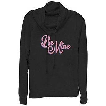 Juniors' Be Mine Cowlneck Graphic Lightweight Long Sleeve