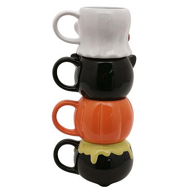 Set of 4 Halloween best Stacked Mugs