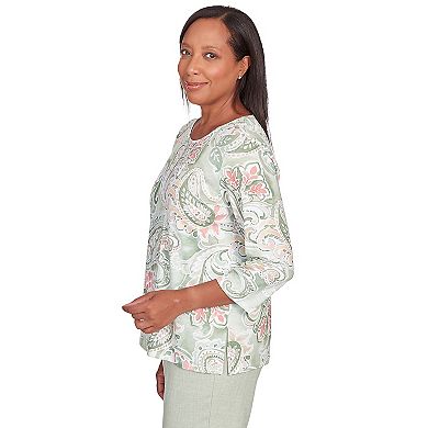 Women's Alfred Dunner Paisley Lace Paneled Crewneck Top