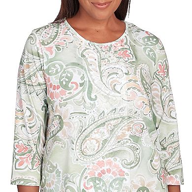 Women's Alfred Dunner Paisley Lace Paneled Crewneck Top