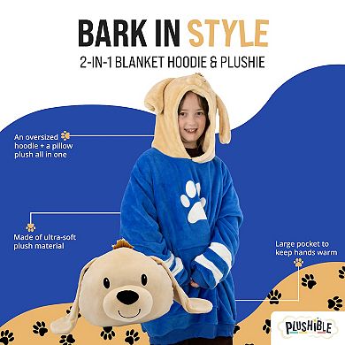 Unisex Dougie Dog Kids Snugible - Reversible Blanket Hoodie Pillow