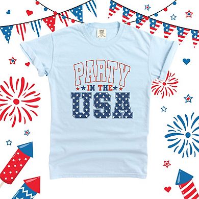 Retro Party In The USA Stars Garment Dyed Tee
