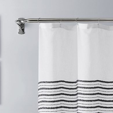 Dainty Home Daniella Linen Textured Striped 3d Chenille Tufted Shower Curtain