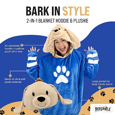 Unisex Dougie Dog Adult Snugible - Reversible Blanket Hoodie Pillow