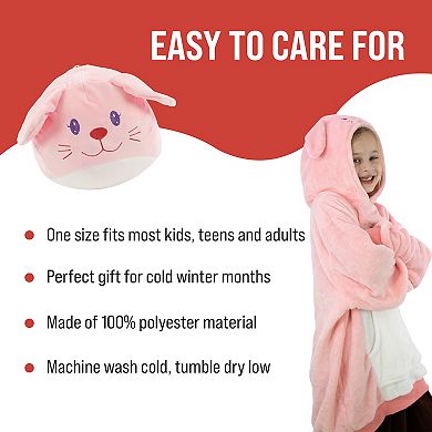 Unisex Mochi Bunny Kids Snugible Blanket Hoodie & Pillow