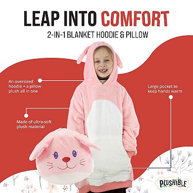 Unisex Mochi Bunny Kids Snugible Blanket Hoodie & Pillow