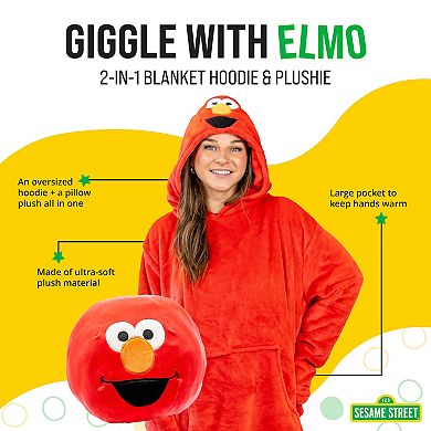 Unisex Sesame Street Elmo Adult Snugible - Reversible Blanket Hoodie Pillow