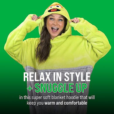 Unisex Sesame Street Oscar The Grouch Adult Snugible - Reversible Blanket Hoodie Pillow