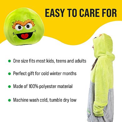 Unisex Sesame Street Oscar The Grouch Adult Snugible - Reversible Blanket Hoodie Pillow