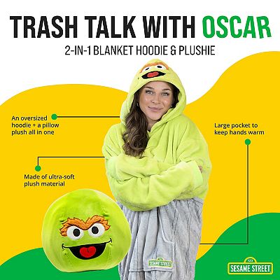 Sesame Street Oscar The Grouch Cute 'n' Grumpy Throw Pillow, 16x16