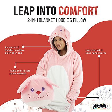 Unisex Mochi Bunny Adult Snugible - Reversible Blanket Hoodie Pillow
