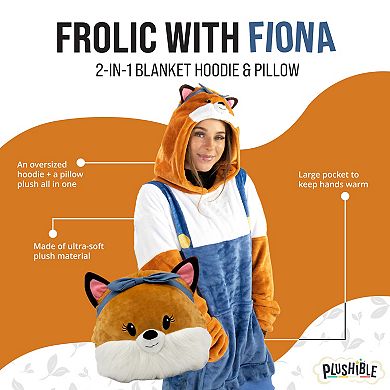 Unisex Fiona Fox Adult Snugible - Reversible Blanket Hoodie Pillow