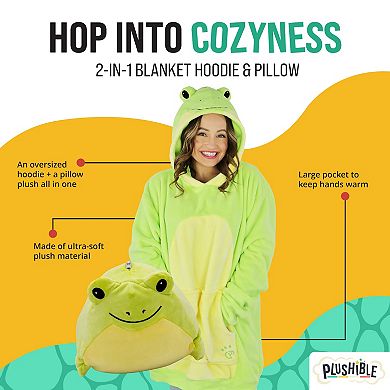 Unisex Fren Froggy Adult Snugible - Reversible Blanket Hoodie Pillow