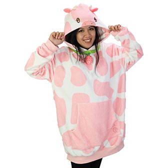 Unisex Strawberry Cow Adult Snugible - Reversible Blanket Hoodie Pillow