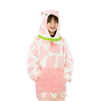 Unisex Strawberry Cow Kids Snugible Blanket Hoodie & Pillow