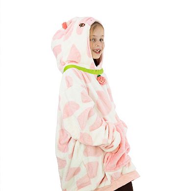 Unisex Strawberry Cow Kids Snugible Blanket Hoodie & Pillow