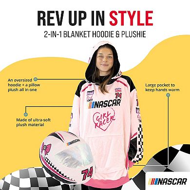 Unisex Pink Nascar Snugible - Reversible Blanket Hoodie Pillow