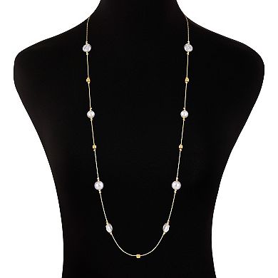 Emberly Gold Tone Simulated Pearl Long Station Necklace
