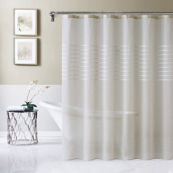 Dainty Home Daniella Linen Textured Striped 3d Chenille Tufted Shower Curtain
