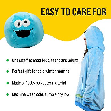 Unisex Sesame Street Cookie Monster Snugible - Reversible Blanket Hoodie Pillow