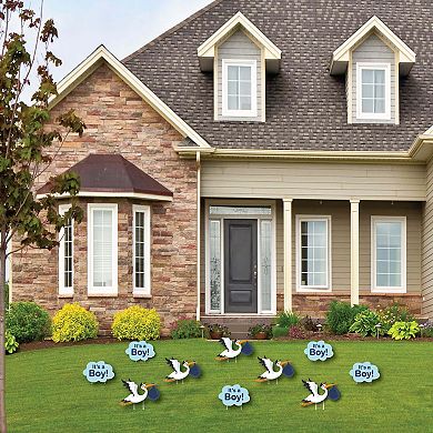 Big Dot of Happiness Boy Special Delivery - Lawn Outdoor Stork Baby Shower Yard Decor 10 Pc