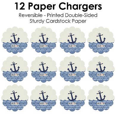 Big Dot Of Happiness Ahoy - Nautical - Baby Shower Or Birthday Party Decor Chargers 12 Ct