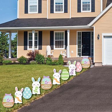 Big Dot of Happiness Spring Easter Bunny - Lawn Decor Outdoor Easter Party Yard Decor - 10 Pc