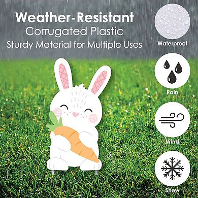 Big Dot of Happiness Spring Easter Bunny - Lawn Decor Outdoor Easter Party Yard Decor - 10 Pc