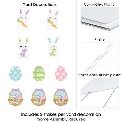 Big Dot of Happiness Spring Easter Bunny - Lawn Decor Outdoor Easter Party Yard Decor - 10 Pc