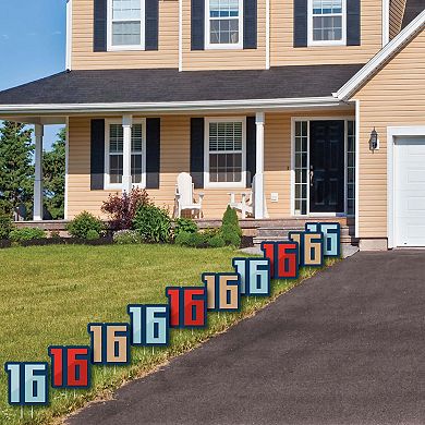 Big Dot of Happiness Boy 16th Birthday - Lawn Decor - Outdoor Party Yard Decor - 10 Pc