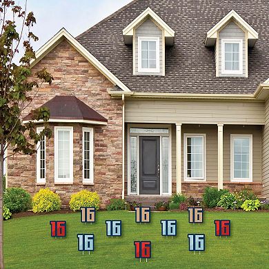 Big Dot of Happiness Boy 16th Birthday - Lawn Decor - Outdoor Party Yard Decor - 10 Pc