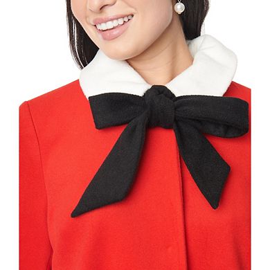 Long Sleeve Collared Bows Topper Coat